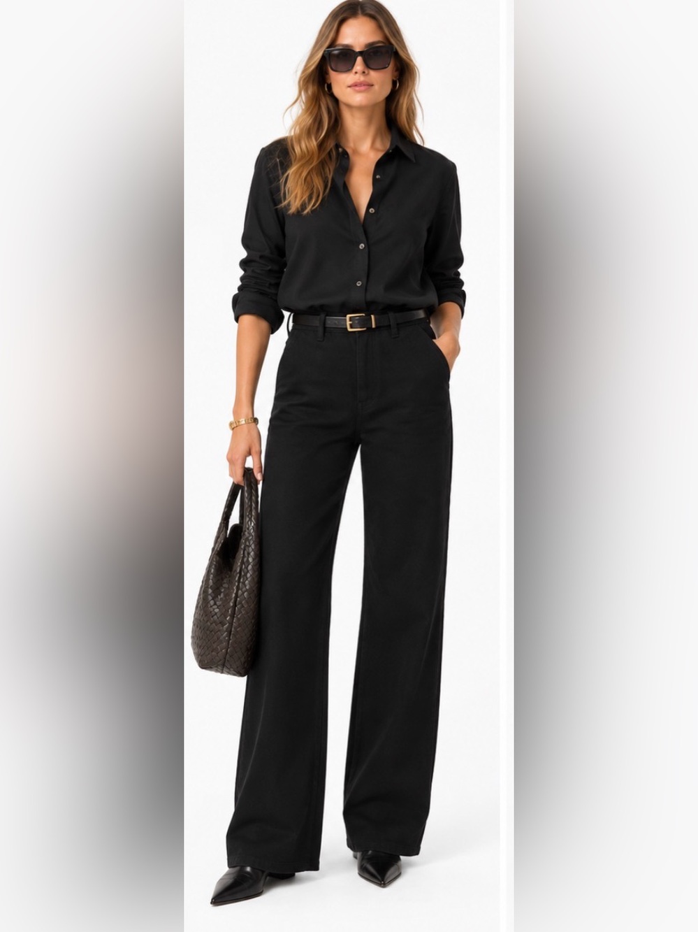 J.Crew Black wide-leg denim trouser in black
